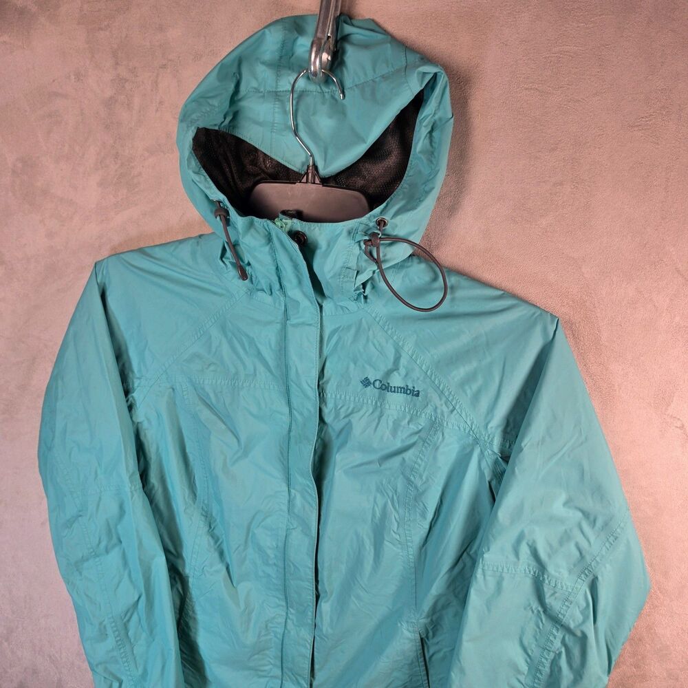 Columbia Women's Omni-Tech Arcadia II Rain Jacket Teal Aqua Blue Hooded Size S